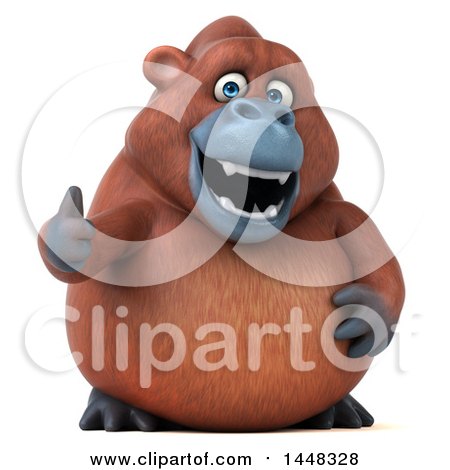 Clipart of a 3d Orangutan Monkey Mascot Giving a Thumb Up, on a White Background - Royalty Free Illustration by Julos