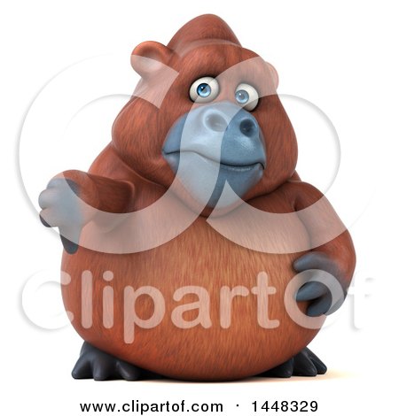 Clipart of a 3d Orangutan Monkey Mascot Giving a Thumb Down, on a White Background - Royalty Free Illustration by Julos