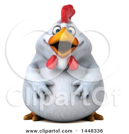 Clipart of a 3d Chubby White Chicken, on a White Background - Royalty Free Illustration by Julos
