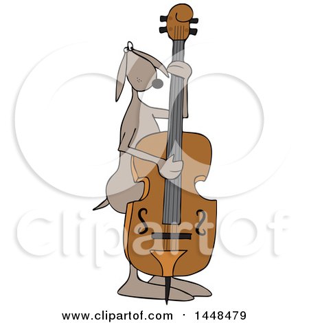 Clipart of a Cartoon Dog Musician Playing a Double Bass - Royalty Free Vector Illustration by djart