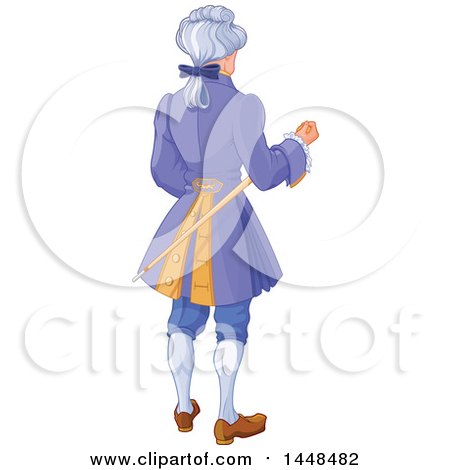 Clipart of a Rear View of a Gentleman in Purple - Royalty Free Vector Illustration by Pushkin