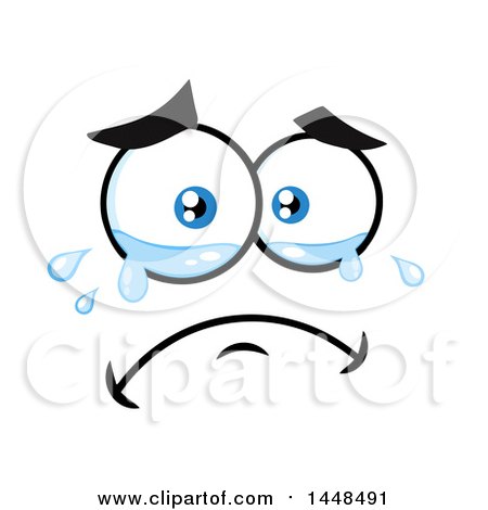 Clipart of a Sad Crying Face - Royalty Free Vector Illustration by Hit Toon