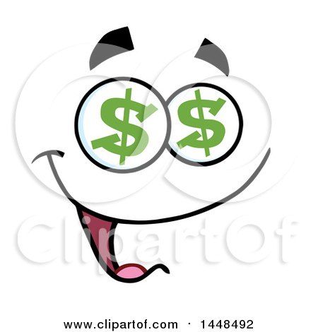 Clipart of a Greedy Face with Dollar Sign Eyes - Royalty Free Vector Illustration by Hit Toon
