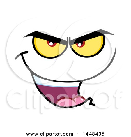 Clipart of a Grinning Evil Face - Royalty Free Vector Illustration by Hit Toon