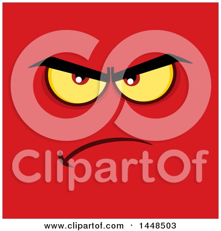 Clipart of a Mad Face on Red - Royalty Free Vector Illustration by Hit Toon