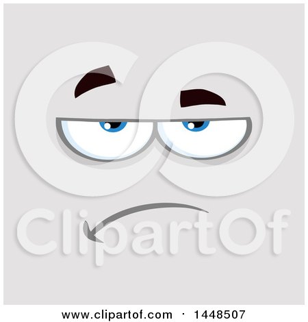 Clipart of a Bored or Skeptical Face on Gray - Royalty Free Vector Illustration by Hit Toon