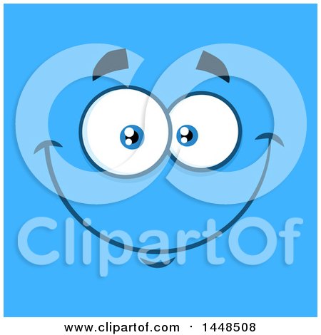 Clipart of a Happy Face on Blue - Royalty Free Vector Illustration by Hit Toon