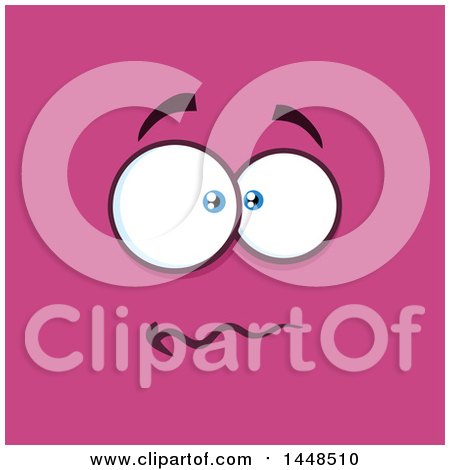 Clipart of a Worried Face on Pink - Royalty Free Vector Illustration by Hit Toon