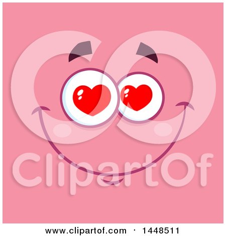 Clipart of a Loving Face with Heart Eyes on Pink - Royalty Free Vector Illustration by Hit Toon