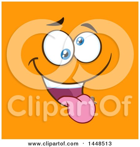 Clipart of a Silly Face on Orange - Royalty Free Vector Illustration by Hit Toon