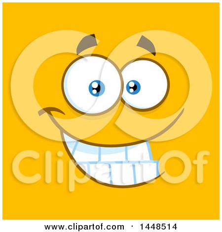 Clipart of a Grinning Face on Orange - Royalty Free Vector Illustration by Hit Toon
