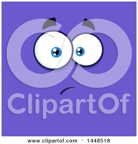 Clipart of a Worried Face on Purple - Royalty Free Vector Illustration by Hit Toon
