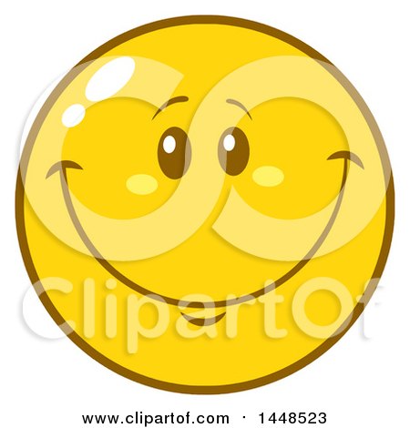 Clipart of a Cartoon Happy Smiley Face Emoji - Royalty Free Vector Illustration by Hit Toon