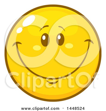 Clipart of a Cartoon Happy Smiley Face Emoji - Royalty Free Vector Illustration by Hit Toon