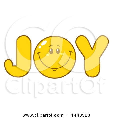 Clipart of a Cartoon Happy Smiley Face Emoji in the Word JOY - Royalty Free Vector Illustration by Hit Toon