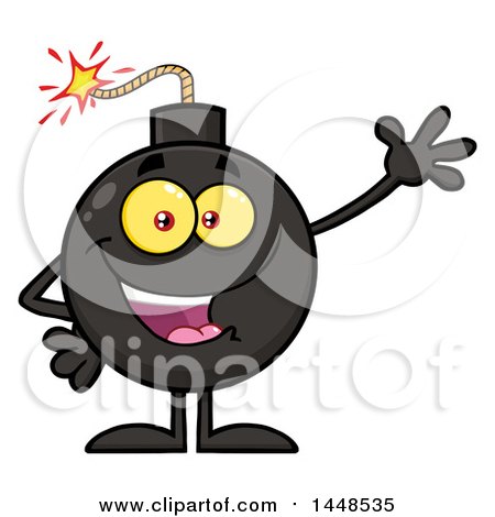 Clipart of a Cartoon Waving Bomb Mascot Character with Legs and Arms - Royalty Free Vector Illustration by Hit Toon