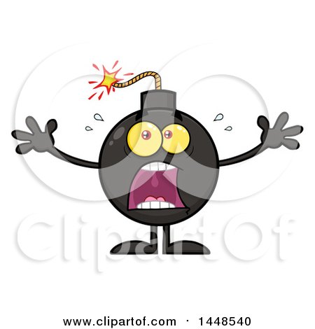 Clipart of a Cartoon Screaming Bomb Mascot Character with Legs and Arms - Royalty Free Vector Illustration by Hit Toon