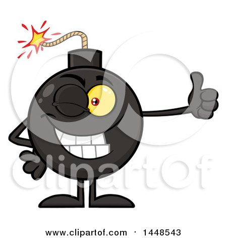 Clipart of a Cartoon Bomb Mascot Character with Legs and Arms, Giving a Thumb up - Royalty Free Vector Illustration by Hit Toon