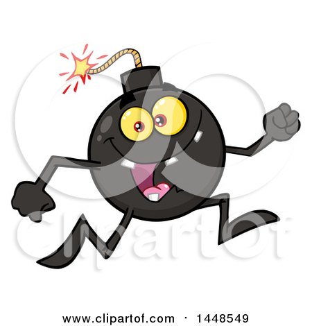 Clipart of a Cartoon Running Bomb Mascot Character with Legs and Arms - Royalty Free Vector Illustration by Hit Toon