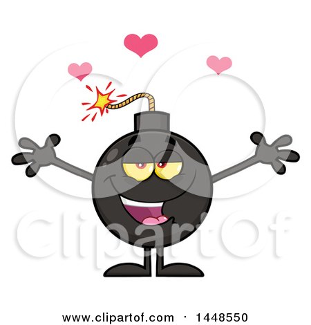 Clipart of a Cartoon Loving Bomb Mascot Character with Legs and Arms - Royalty Free Vector Illustration by Hit Toon