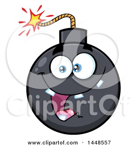 Clipart of a Cartoon Happy Bomb Mascot Character with Teeth - Royalty Free Vector Illustration by Hit Toon