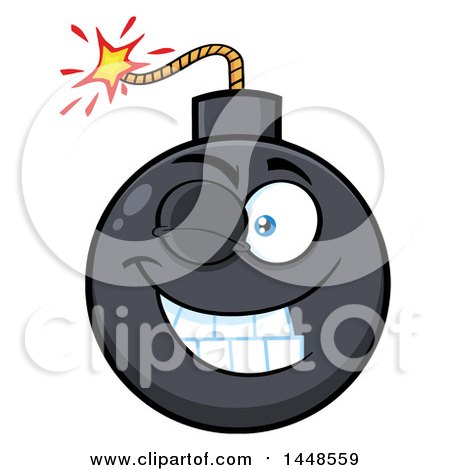 Clipart of a Cartoon Winking Bomb Mascot Character - Royalty Free Vector Illustration by Hit Toon