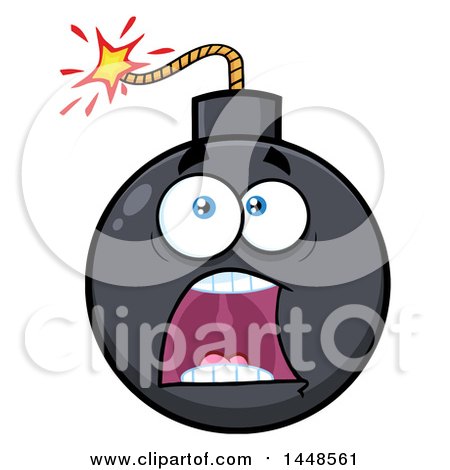Clipart of a Cartoon Scared Screaming Bomb Mascot Character - Royalty Free Vector Illustration by Hit Toon