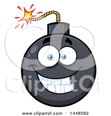 Clipart of a Cartoon Grinning Bomb Mascot Character - Royalty Free Vector Illustration by Hit Toon