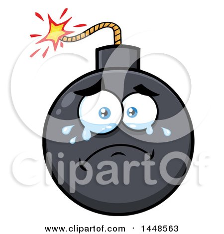 Clipart of a Cartoon Crying Bomb Mascot Character - Royalty Free Vector Illustration by Hit Toon