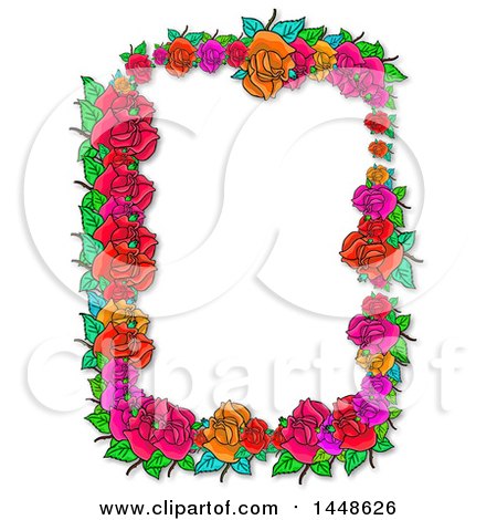 Clipart of a Border Frame of Roses and Leaves - Royalty Free Illustration by Prawny
