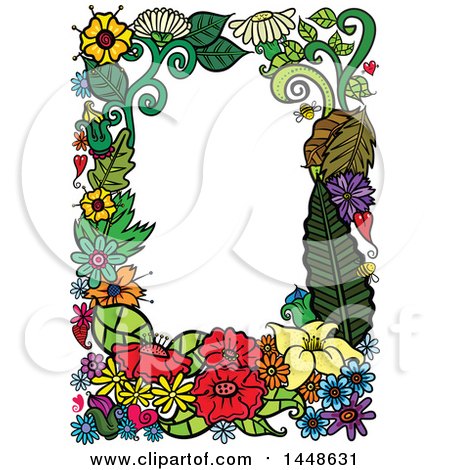 Clipart of a Border Frame of Flowers - Royalty Free Vector Illustration by Prawny