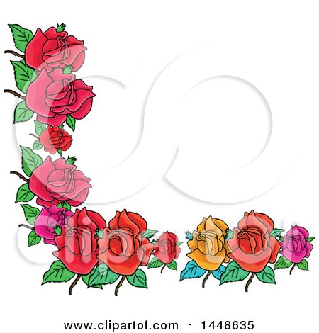 Clipart of a Corner Border Design Element of Roses - Royalty Free Vector Illustration by Prawny