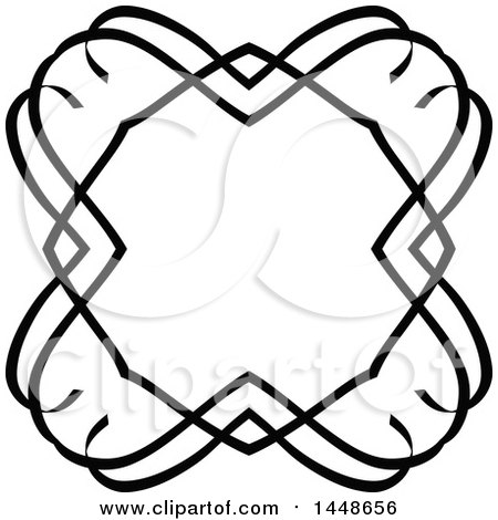 Clipart of a Black and White Hand Drawn Frame - Royalty Free Vector Illustration by KJ Pargeter