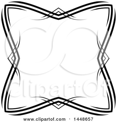 Clipart of a Black and White Hand Drawn Frame - Royalty Free Vector Illustration by KJ Pargeter