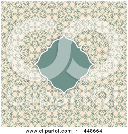 Clipart of a Vintage Frame Text Box over a Floral Pattern - Royalty Free Vector Illustration by KJ Pargeter