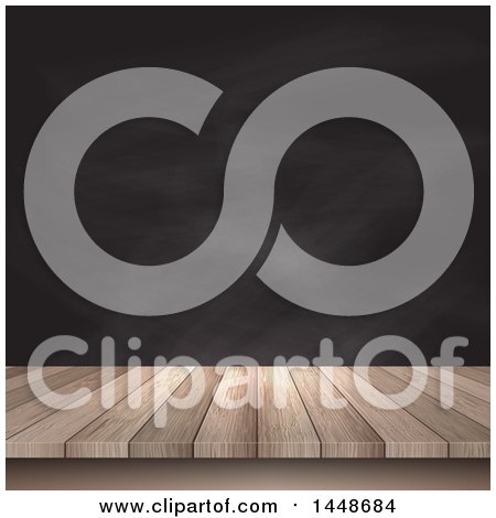 Clipart of a Wooden Table Surface Against a Black Board Background - Royalty Free Vector Illustration by KJ Pargeter