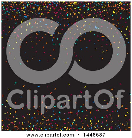 Clipart of a Background of Colorful Confetti on Black - Royalty Free Vector Illustration by KJ Pargeter
