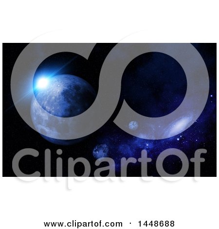 Clipart of a Background of 3d Fictional Planets and Nebula - Royalty Free Illustration by KJ Pargeter