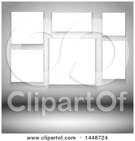 Clipart of a Wall with Blank Canvases - Royalty Free Vector Illustration by KJ Pargeter