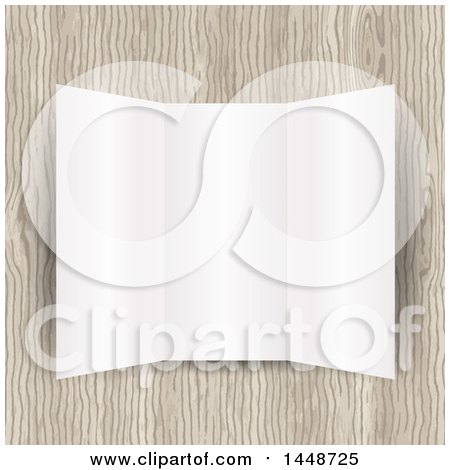 Clipart of a Blank Tri Fold Leaflet over Wood - Royalty Free Vector Illustration by KJ Pargeter
