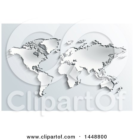 Clipart of an Embossed World Map Atlas in Peeling Paper over Gradient Gray - Royalty Free Vector Illustration by Oligo