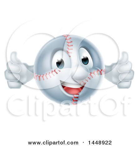 Clipart of a Cartoon Happy Baseball Mascot Giving Two Thumbs up - Royalty Free Vector Illustration by AtStockIllustration