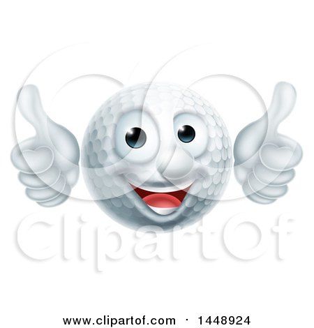 Clipart of a Cartoon Happy Golf Ball Mascot Giving Two Thumbs up - Royalty Free Vector Illustration by AtStockIllustration