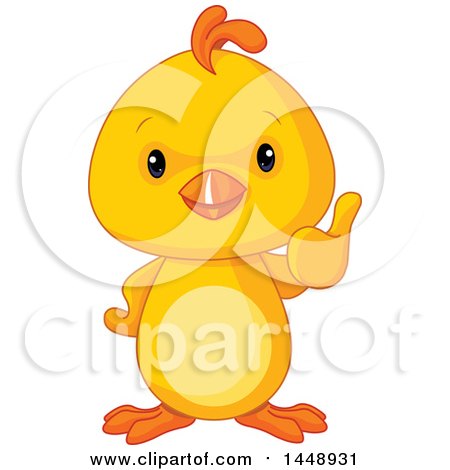 Clipart of a Cute Adorable Baby Chick Giving a Thumb up - Royalty Free Vector Illustration by Pushkin
