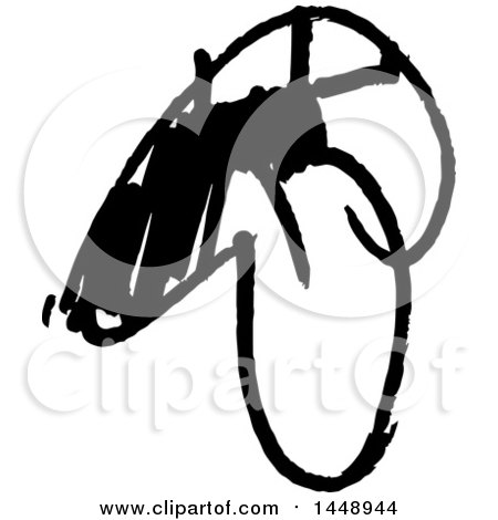 Clipart of a Black and White Doodle Sketched Male Mouth - Royalty Free Vector Illustration by yayayoyo