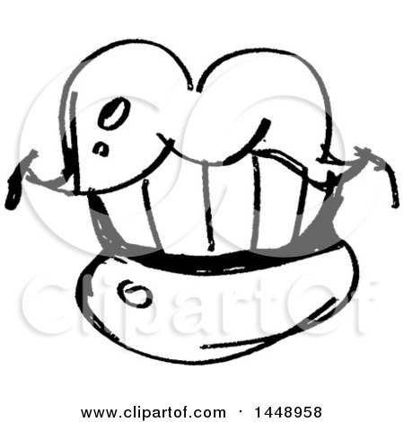 Clipart of a Black and White Doodle Sketched Female Mouth - Royalty Free Vector Illustration by yayayoyo