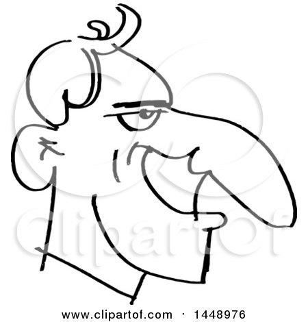 Clipart of a Black and White Doodle Sketched Male Face - Royalty Free Vector Illustration by yayayoyo