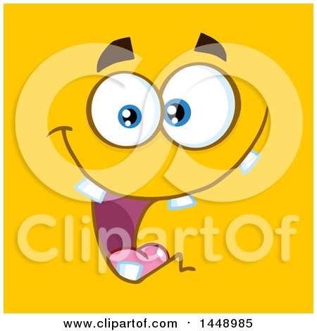 Clipart of a Happy Toothy Face on Yellow - Royalty Free Vector Illustration by Hit Toon