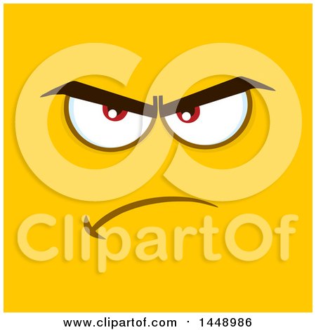 Clipart of a Mad Face on Yellow - Royalty Free Vector Illustration by Hit Toon