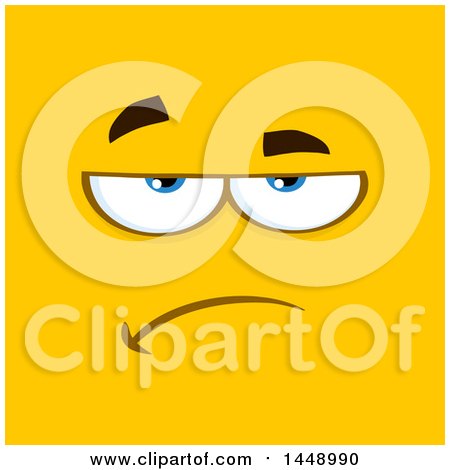 Clipart of a Bored or Skeptical Face on Yellow - Royalty Free Vector Illustration by Hit Toon